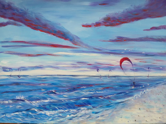 Kiter am Abend, Acryl 50 x 70