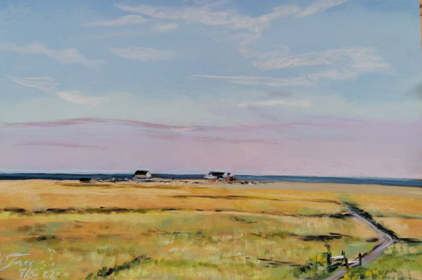 Salzwiesen am Abend Pastell 30 x 45  380,-