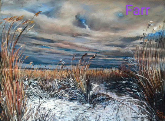 winter am Elbstrand  30 x 40 cm  gerahmt 40 x 50 Pastell 390,-