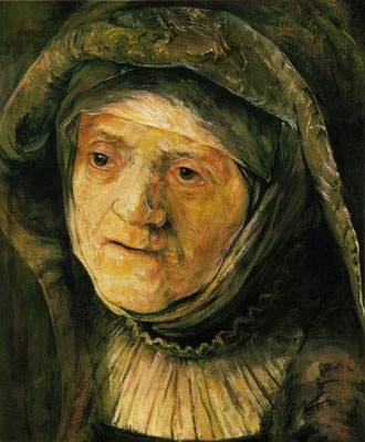 Replik "Mutter" von Rembrandt - Mischtechnik auf Papier - 40 x 50 cm 