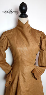 Création My Oppa steampunk medieval robe automne ocre dorée vêtement femme/ dress