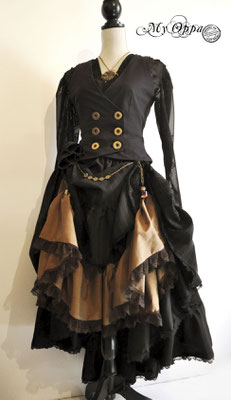 Création My Oppa steampunk Automne 2015 costume dress fashion creation skirt corset jacket corsetry