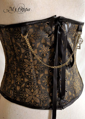 My Oppa serre taille steampunk,  vêtement femme, corset baroque, retro burlesque pirate tissu brocart underbust