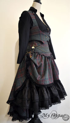 My Oppa creation tartan steampunk victorien vêtement femme gilet veste jupe chemise ceinture , tartan victorian women's clothing vest jacket skirt shirt belt