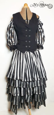 ensemble gothique noir argent chemise jupe et gilet