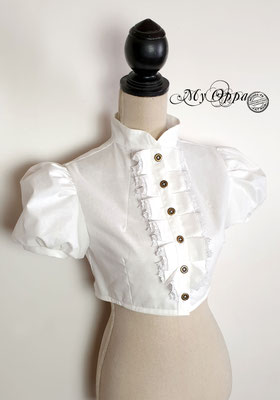 chemise courte steampunk jabot manches ballons coton blanc
