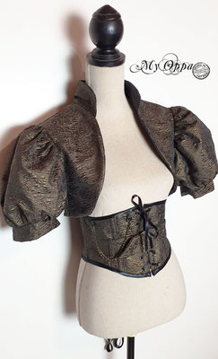 ensemble serre taille boléro steampunk bronze vert 