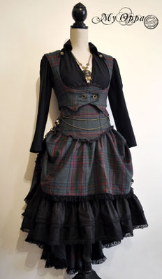 My Oppa creation tartan steampunk victorien vêtement femme gilet veste jupe chemise ceinture , tartan victorian women's clothing vest jacket skirt shirt belt