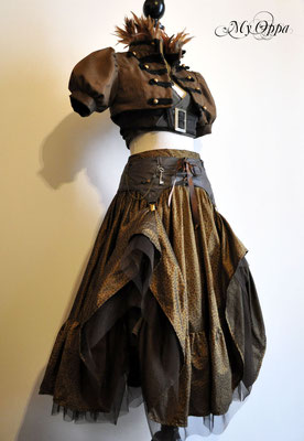 Création steampunk jungle My Oppa 2014 costume dress fashion creation skirt corset jacket belt corsetry