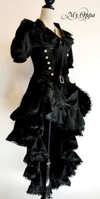 Création steampunk noir My Oppa Hiver 2014 costume dress fashion creation skirt corset jacket corsetry