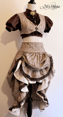 Création My Oppa Lady steampunk 2014 costume dress fashion creation skirt corset jacket corsetry