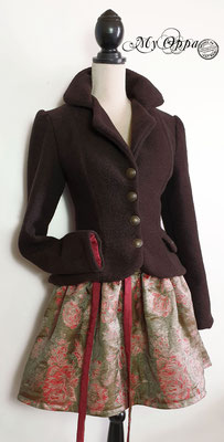 My Oppa création Veste retro en laine jupe brocart / creation Retro wool jacket brocade skirt