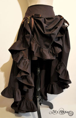 My Oppa creation jupe longue marron relevée Steampunk boheme victorien medieval danse spectacle, Skirt Bohemian Victorian Dance Show