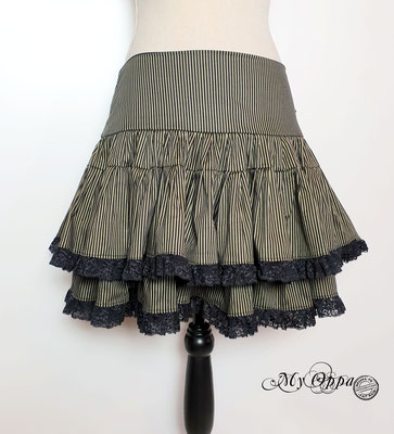 jupe steampunk rayée dentellle skirt my oppa creation 