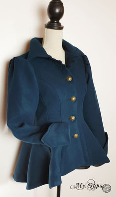 My Oppa manteau retro bleu laine mori boho, boheme mariage cérémonie steampunk boutons, coat jacket victorien fantastic grand col