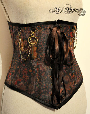 My Oppa serre taille steampunk boho ,  vêtement femme, corset baroque, retro burlesque pirate tissu brocart underbust