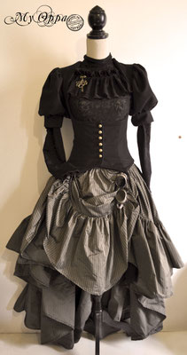 Création steampunk Lady Holmes 2016 costume dress fashion creation skirt corset jacket corsetry