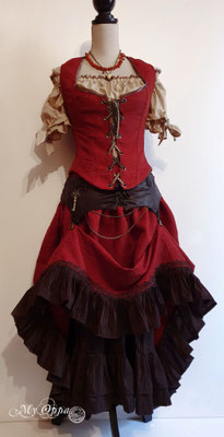 My Oppa creation lady claus medieval steampunk red dress waistcoat 2019 