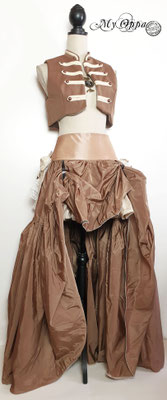 Ensemble steampunk bohème romantique taffetas jupe double face et veston court