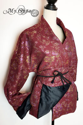 My Oppa veste kimono casual steampunk japonais rose, + ceinture obi  coat jacket large manche fleurs, mariage cérémonie lolita