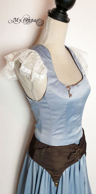 My Oppa création Alice costume au pays des merveilles steampunk jupe haut laçage ceinture, Alice in Wonderland skirt top corset lacing belt,