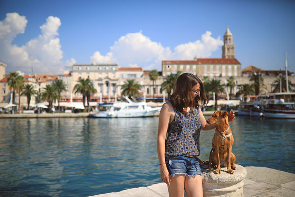 mit Hund in Split, Kroatien