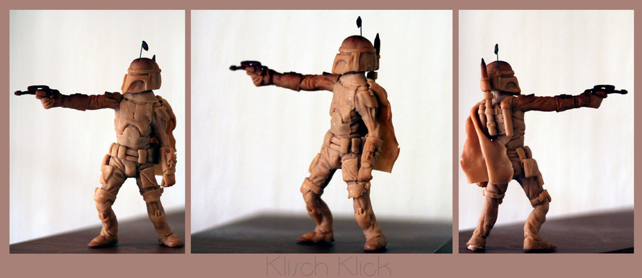 freie Arbeit Boba Fet Figur Super Sculpey gebrannt, unbemalt