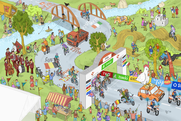 Seite aus "Mein Velo Wimmelbuch", erschienen im Weber Verlag, Thun.