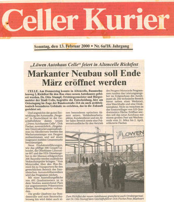 Eingescannter Zeitungsartikel über das Autohaus Fischer aus dem Jahr 2000.