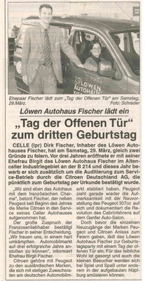 Eingescannter Zeitungsartikel über das Autohaus Fischer.