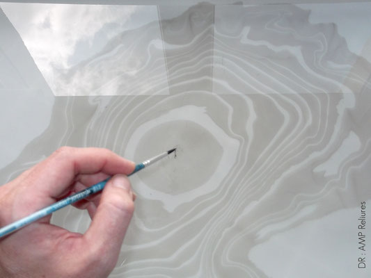 Suminagashi : 1-création d'un papier marbré, encre de chine et fiel de boeuf
