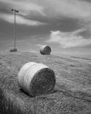 Haystacks and telephone poles