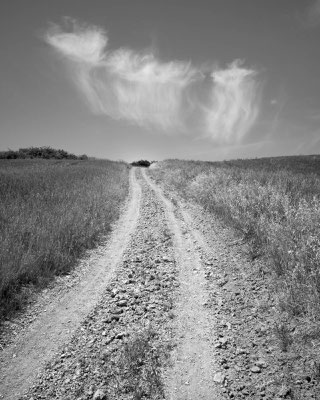 Cirrus clouds and road