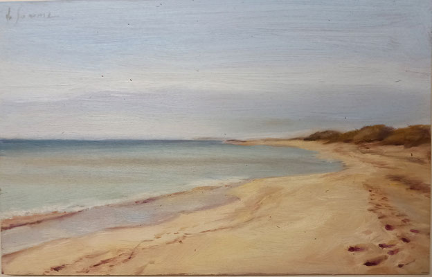 Spiaggia in luce, olio su tavola, 30 x 20, 2021   ©2021Mino di Summa