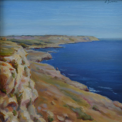 Punta d'oriente, Punta Palascia, Otranto (LE), oil on wood, 30 x 30 cm, 2023   ©2023Mino di Summa