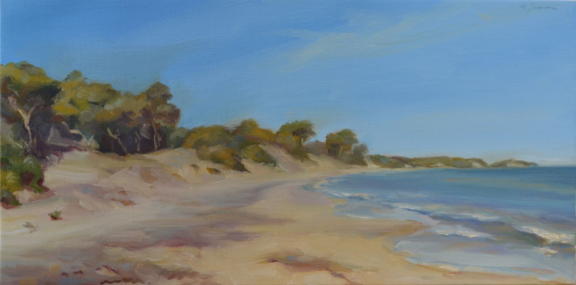 Spiaggia di Alimini, 60 x 30 cm, olio su tela, 2023 ©2023Mino di Summa