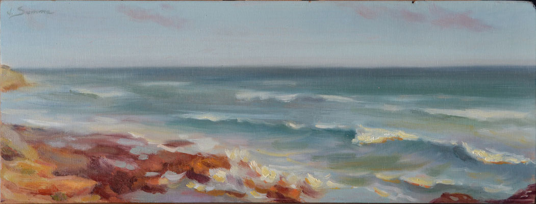 Vento del sud, Dune di Monaco Mirante, Maruggio, colori a olio su tavola, 40 x 15 cm, 2024   ©2024Mino di Summa