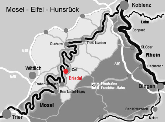 Karte vom Mosel-Eifel-Hunsrück Gebiet
