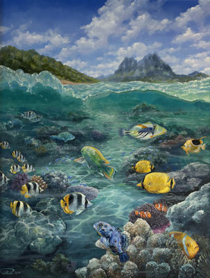 N°4399 PELTIER Jardin aquatique à Bora Bora HST 116x89 2019