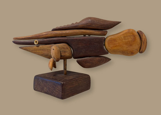 N°3079 STUBLER Hansjörg (1960- Poisson tarpon Bois mahogany/acajou/marumaru L33xl13 2010