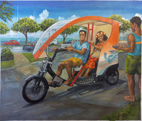 N°4937 PELTIER En tuk tuk à Papeete HST 49x58 2025