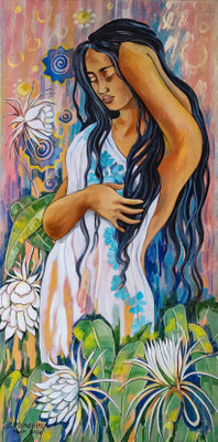 N°17 MENGHINI Belles de nuit Huile sur toile 80 x 40 cm 2026