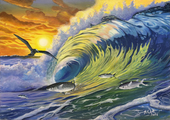 N°22 Aruhiri (Vague qui roule et se brise) AST 50x70 2025