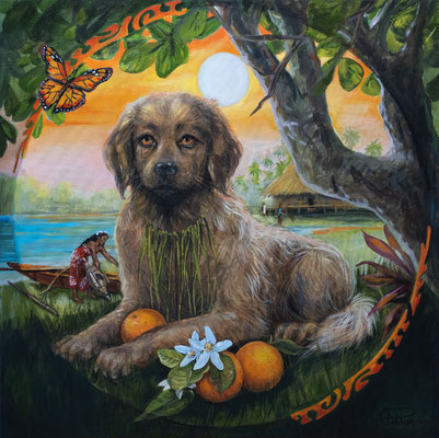 N°4871 PELTIER Chien à Raiatea HST 64x63 2025