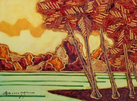 N°4 Coucher de soleil sur Bora 52x70 HST