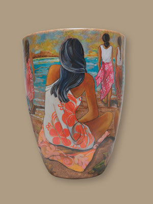 N°39 MENGHINI Au lever du soleil Peinture sur poterie H 51 cm 2026