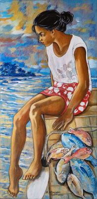 N°19 MENGHINI Reflets dorées Huile sur toile 80 x 40 cm 2026