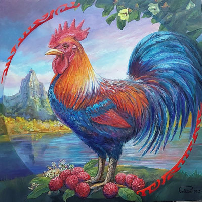 N°4873 PELTIER Coq à Moorea HST 64x63 2025