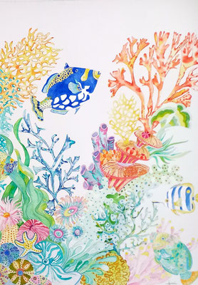N°4652 SICARD Poissons du lagon Aqua 73x52 2024
