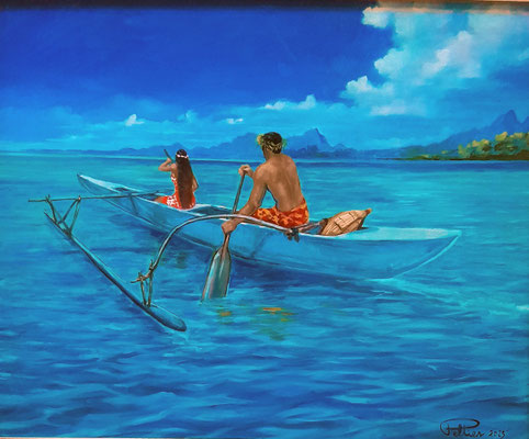 N°4966 PELTIER Pirogue aux Îles Sous le Vent HST 56x68 2025
